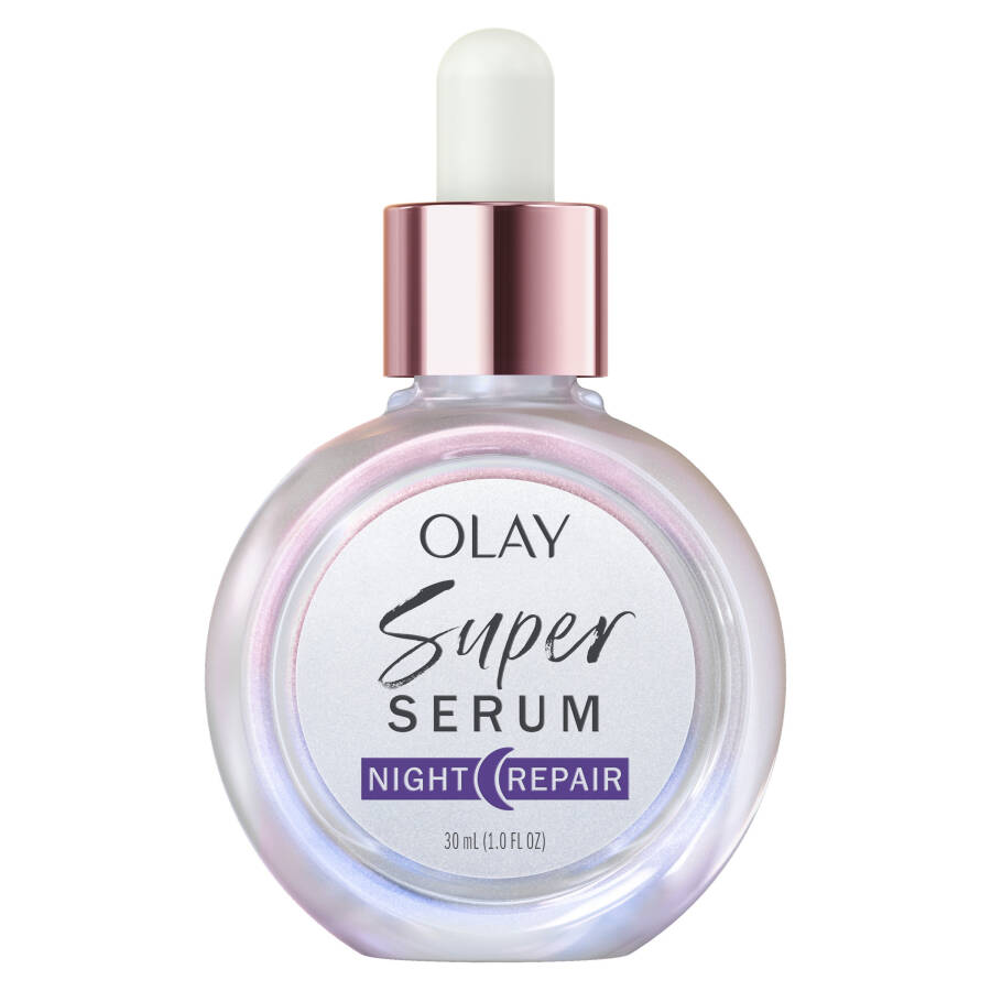 Olay Yüz Serumu Gece Süper Serumu Cilt Bakımı, 5'i 1 Arada Yaşlanma Karşıtı, Tüm Cilt Tipleri için, 1.0 fl oz - 9