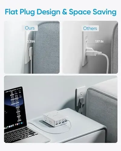 Olcorife 230W USB Power Strip, 5FT Flat Plug Extension Cord with 4 AC Outlets 8 USB Ports(4 USB C&4 USB A), 2000 Joules Surge Protector, Multiple USB Outlet Strip, Home Office Dorm Travel Essentials - 4