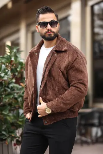 Old Money Culture Oversize Baharlık Kadife Ceket-Kahverengi kadife - 3