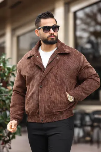 Old Money Culture Oversize Baharlık Kadife Ceket-Kahverengi kadife - 4