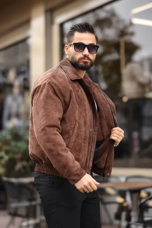 Old Money Culture Oversize Baharlık Kadife Ceket-Kahverengi kadife - BASEL.CO