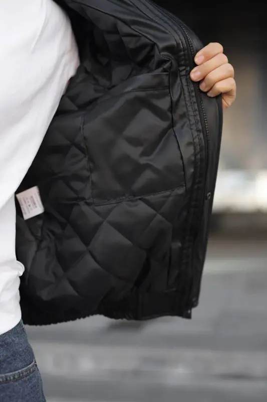 Old Money Culture Oversize Kapitoneli Kalın Deri Ceket-Siyah Kapitone Mont - 2