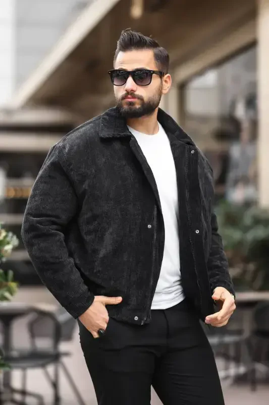 Old Money Culture Oversize Spring Velvet Jacket - Black velvet - BASEL.CO