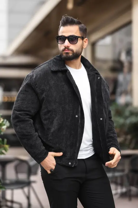 Old Money Culture Oversize Baharlık Kadife Ceket - Siyah kadife - 1