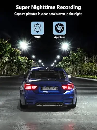 Oldin va orqa kamera, Mini Dash Cam 1080P Full HD 32GB SD karta bilan, 2.45 dyuymli IPS ekran, 2 o'rnatish usuli, tungi ko'rish, WDR, avariya qulflash, tsiklli yozuv, to'xtash monitoringi - 2