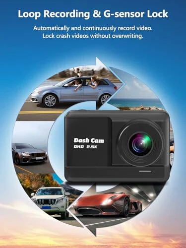 Oldin va orqa kamera, Mini Dash Cam 1080P Full HD 32GB SD karta bilan, 2.45 dyuymli IPS ekran, 2 o'rnatish usuli, tungi ko'rish, WDR, avariya qulflash, tsiklli yozuv, to'xtash monitoringi - 6