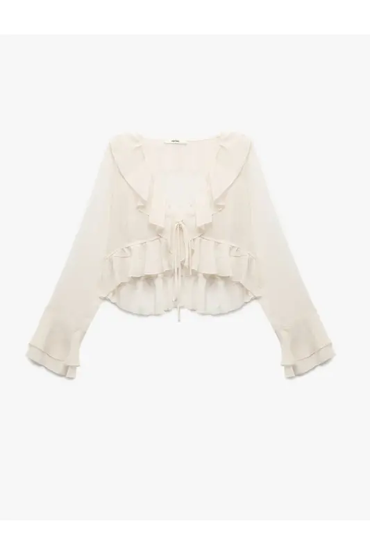 Oldindan bog'lash detallari bilan assimetrik uzun yengli volan - 4