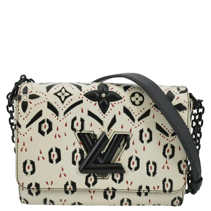 Oldindan foydalanilgan LOUIS VUITTON LV Twist Graphic MM Teri Yelka sumkasi Qora - 1