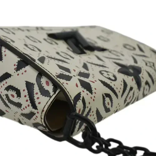 Oldindan foydalanilgan LOUIS VUITTON LV Twist Graphic MM Teri Yelka sumkasi Qora - 8