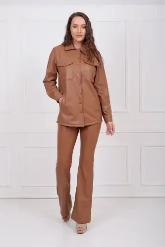 Oldi.Oʻng cepli tugmachali U kol teri koʻylak Gml33163 Taba-Taba - 5