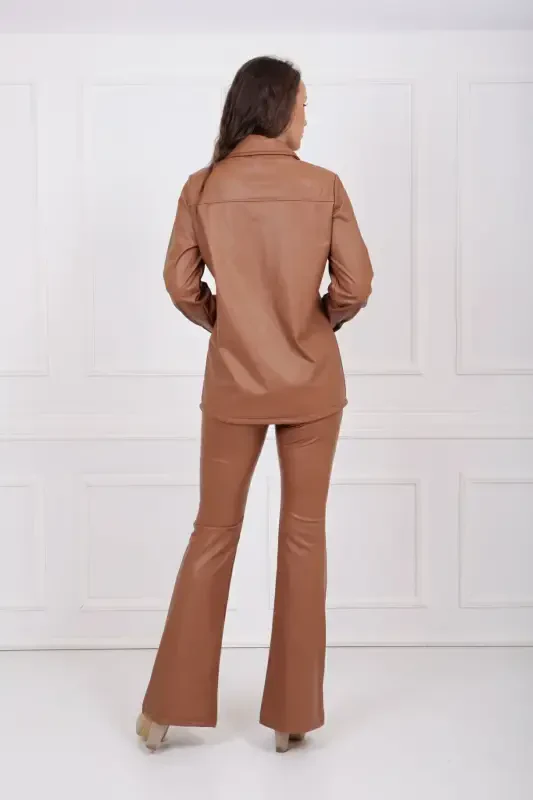 Oldi.Oʻng cepli tugmachali U kol teri koʻylak Gml33163 Taba-Taba - 7