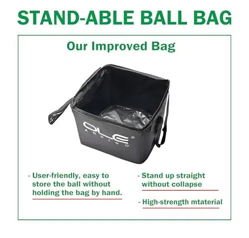 OLE ANDIGO Tennis Balls Hopper Tennis Ball Basket with Side Pockets Lightweight Tennis Ball Cart Holds 160 Balls, Portable Sports Teaching Cart with Wheels for Tennis Player - 3