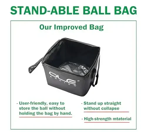 OLE ANDIGO Теннисные мячи Хоппер Корзина для теннисных мячей с боковыми карманами Легкая тележка для теннисных мячей Вмещает 160 мячей, Портативная спортивная обучающая тележка с колесами для теннисистов - 3