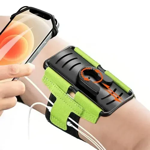 Olinadigan va 360° aylanadigan bilaguzuk - fermuarli cho'ntak ushlagichi bilan aks ettiruvchi tasma - iPhone 16 15 14 Pro Max Plus Samsung Galaxy Note bilan yugurish mashqlari, yurish va sport uchun mos keladi - 1