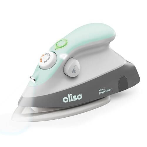 Oliso M3Pro Project Steam Iron with Solemate - for Sewing, Quilting, Crafting, and Travel | 1000 Watt Ceramic Soleplate Steam Iron | Aqua - 1