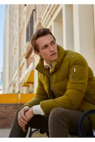 Olive Green Woven Jacket - 1