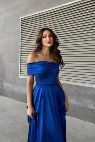 oliver madonna collar evening dress-sapphire - 3