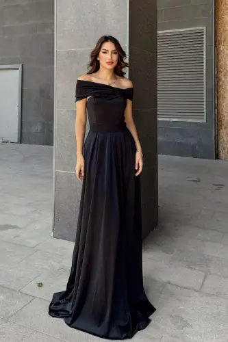 Oliverr Cowl Neck Evening Dress - 1