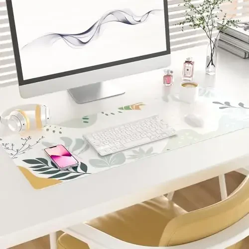 olorful Star Abstract Boho Large Mouse Pad, Waterproof Green White Desk Mat, Double Sided Computer Gaming Mouse Pad, XL Full Desk Mousepad Non Slip Writing Pad for School Office Home 31.5