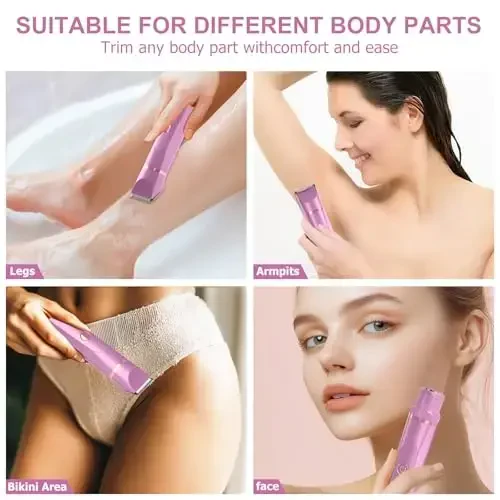 OLOV Electric Body Hair Trimmer - Erkaklar uchun qorin trimmer - Bikini Trimmer ayollar - Ho'l/quruq sochingizni olish moslamasi, o'zgartiriladigan seramika pichoqli kallaklar, USB zaryadlash stantsiyasi, suv o'tkazmaydigan gigiena ustara, pushti - 7