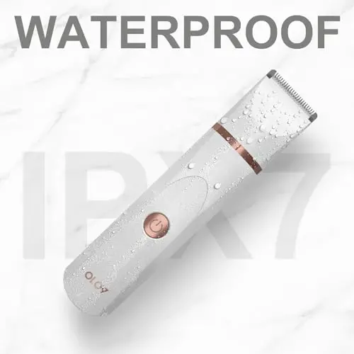 OLOV Electric Body Hair Trimmer - Groin Trimmer for Men - Bikini Trimmer Women - Wet/Dry Shaver Groomer, Replaceable Ceramic Blade Heads, USB Recharge Dock, Waterproof Hygiene Razor, White - 6