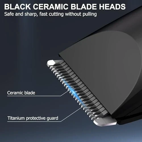 OLOV Electric Body Hair Trimmer - Groin Trimmer for Men - Bikini Trimmer Women - Wet/Dry Shaver Groomer, Replaceable Ceramic Blade Heads, USB Recharge Dock, Waterproof Hygiene Razor, Black - 3