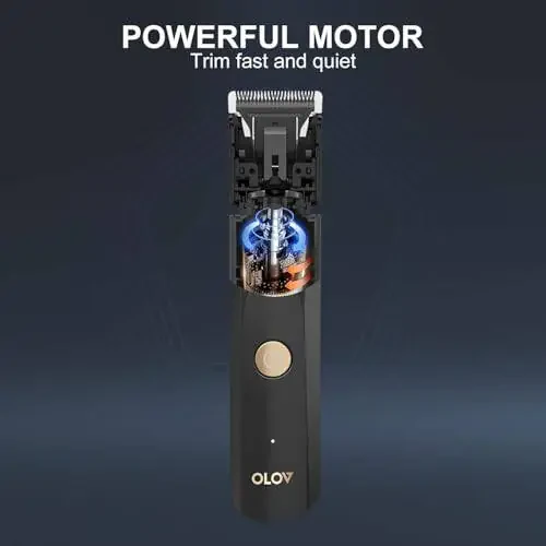 OLOV Electric Body Hair Trimmer - Groin Trimmer for Men - Bikini Trimmer Women - Wet/Dry Shaver Groomer, Replaceable Ceramic Blade Heads, USB Recharge Dock, Waterproof Hygiene Razor, Black - 4
