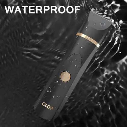 OLOV Electric Body Hair Trimmer - Groin Trimmer for Men - Bikini Trimmer Women - Wet/Dry Shaver Groomer, Replaceable Ceramic Blade Heads, USB Recharge Dock, Waterproof Hygiene Razor, Black - 5
