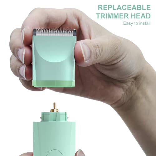 OLOV Electric Body Hair Trimmer - Groin Trimmer for Men - Bikini Trimmer Women - Wet/Dry Shaver Groomer, Replaceable Ceramic Blade Heads, USB Recharge Dock, Waterproof Hygiene Razor, Green - 4