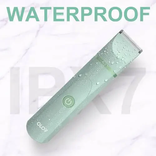 OLOV Electric Body Hair Trimmer - Groin Trimmer for Men - Bikini Trimmer Women - Wet/Dry Shaver Groomer, Replaceable Ceramic Blade Heads, USB Recharge Dock, Waterproof Hygiene Razor, Green - 6