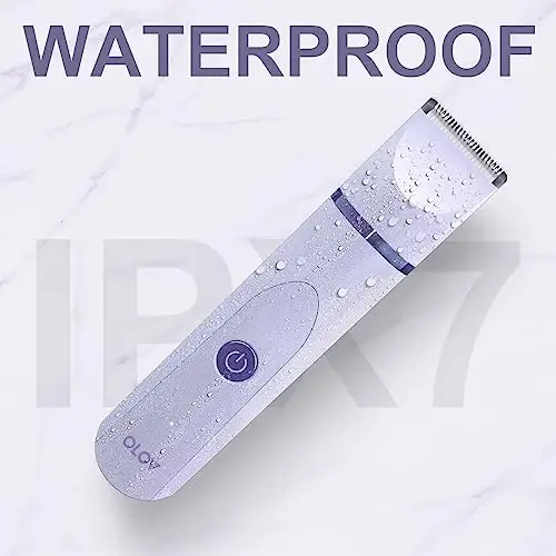 OLOV Electric Body Hair Trimmer - Groin Trimmer for Men - Bikini Trimmer Women - Wet/Dry Shaver Groomer, Replaceable Ceramic Blade Heads, USB Recharge Dock, Waterproof Hygiene Razor, Purple - 6