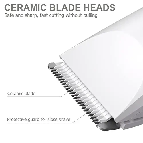 OLOV Electric Body Hair Trimmer - Groin Trimmer for Men - Bikini Trimmer Women - Wet/Dry Shaver Groomer, Replaceable Ceramic Blade Heads, USB Recharge Dock, Waterproof Hygiene Razor, White - 3