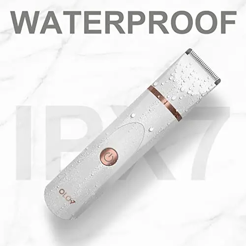 OLOV Electric Body Hair Trimmer - Groin Trimmer for Men - Bikini Trimmer Women - Wet/Dry Shaver Groomer, Replaceable Ceramic Blade Heads, USB Recharge Dock, Waterproof Hygiene Razor, White - 6
