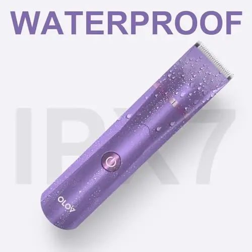 OLOV Electric Body Hair Trimmer - Groin Trimmer for Men - Bikini Trimmer Women - Wet/Dry Shaver Groomer, Replaceable Ceramic Blade Heads, USB Recharge Dock, Waterproof Hygiene Razor, Bright Purple - 6