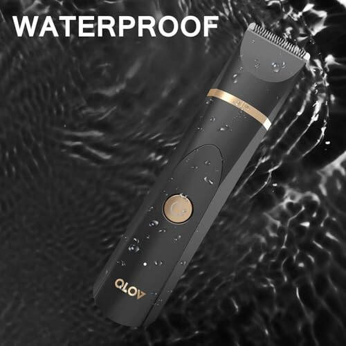 OLOV Electric Body Hair Trimmer - Groin Trimmer for Men - Bikini Trimmer Women - Wet/Dry Shaver Groomer, Replaceable Ceramic Blade Heads, USB Recharge Dock, Waterproof Hygiene Razor,Black - 5