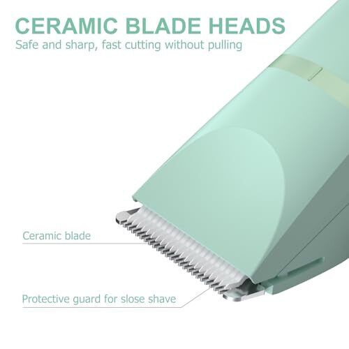 OLOV Electric Body Hair Trimmer - Groin Trimmer for Men - Bikini Trimmer Women - Wet/Dry Shaver Groomer, Replaceable Ceramic Blade Heads, USB Recharge Dock, Waterproof Hygiene Razor, Green - 3