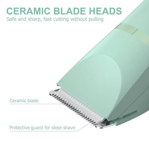 OLOV Electric Body Hair Trimmer - Groin Trimmer for Men - Bikini Trimmer Women - Wet/Dry Shaver Groomer, Replaceable Ceramic Blade Heads, USB Recharge Dock, Waterproof Hygiene Razor, Green - 3