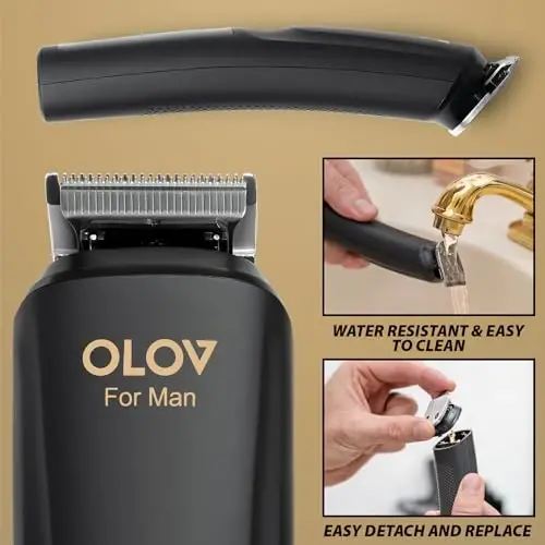 OLOV For Man Beard Trimmer, 21 Piece All-in-One Mens Grooming Kit and Hair Clipper, Nose, Ear, Body and Face, Electric Razor with USB Recharge Dock - 4