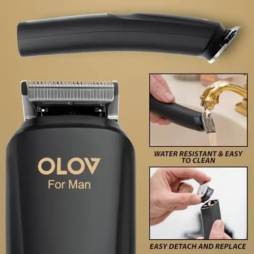 OLOV For Man Beard Trimmer, 21 Piece All-in-One Mens Grooming Kit and Hair Clipper, Nose, Ear, Body and Face, Electric Razor with USB Recharge Dock, Christmas Gift Wrapping - 5