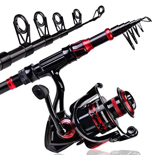 Fishing Rod and Reel Combo, 6.9ft Carbon Fiber Telescopic Fishing Pole with Spinning/Baitcasting Reel Combos, Sea Saltwater Freshwater Ice Bass Fishing Tackle Set Fishing Rods Kit - PROBEROS (1)