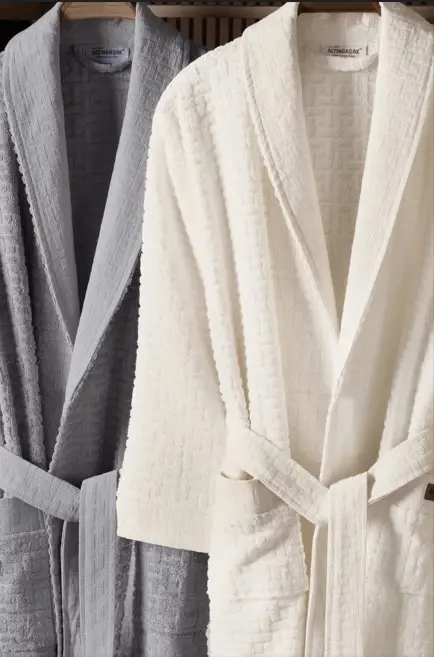 Oltin boshoq bambuk xalatlar to'plami Lisse Coin Ivory - 2