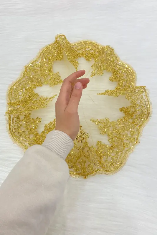 Oltin Kelin Kuyov Halay Ro'moli, Yaltiroq Gipyurlik, To'y Xina Kechasi Nedima So'z Nıshan Bride-MENDİLTELKRMGOLD - 3