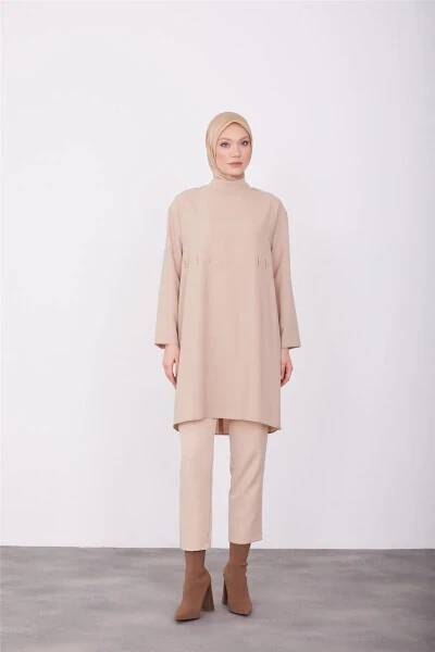 Oltin naqshli tunik 23k4718 bej - 3