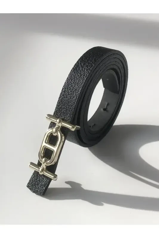 Oltin qisqichli ingichka ayollar kamari, shim kamari, ko'ylak kamari, kurtka kamari-qora - 3