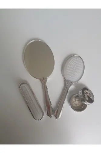 Oltin Rangli Kelin Bohchasi Oyna Tarak Set Takımı - Kapuchino - 3