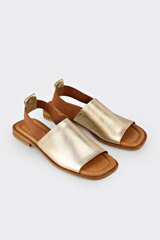 Oltin Teri Ayollar Yassi Sandal-Oltin - 2
