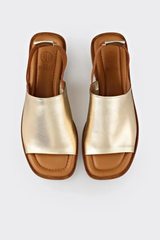 Oltin Teri Ayollar Yassi Sandal-Oltin - 4
