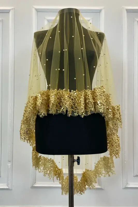 Oltin Vip Kelin Ro'moli To'plami, ромашка Гипурли Boncukli Pulli Incili Хиналик Ro'moli To'plami 6 Bo'lak-Oltin - 6