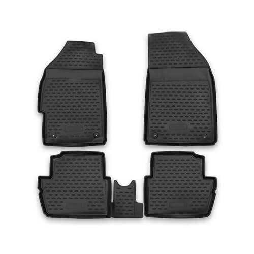 OMAC Floor Mats for Chevrolet Spark 2013-2015 Car Mats All Weather 3D Custom Fit Rubber Mat Waterproof Odorless TPE Floor Liners Laser Measured Non-Slip (Black) - 1