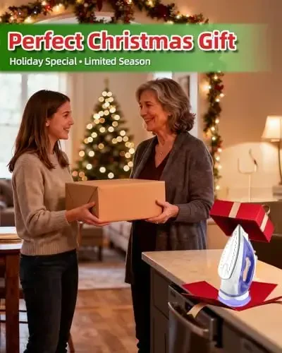 OMAIGA Cordless Iron for Clothes, 1550W 2-In-1 Cordless/Corded Steam Iron Rapid Heating, Ceramic Soleplate, 3-Way Auto-Off, Self-Cleaning, 12.85oz Water Tank Ironing Clothes for Home, Purple 